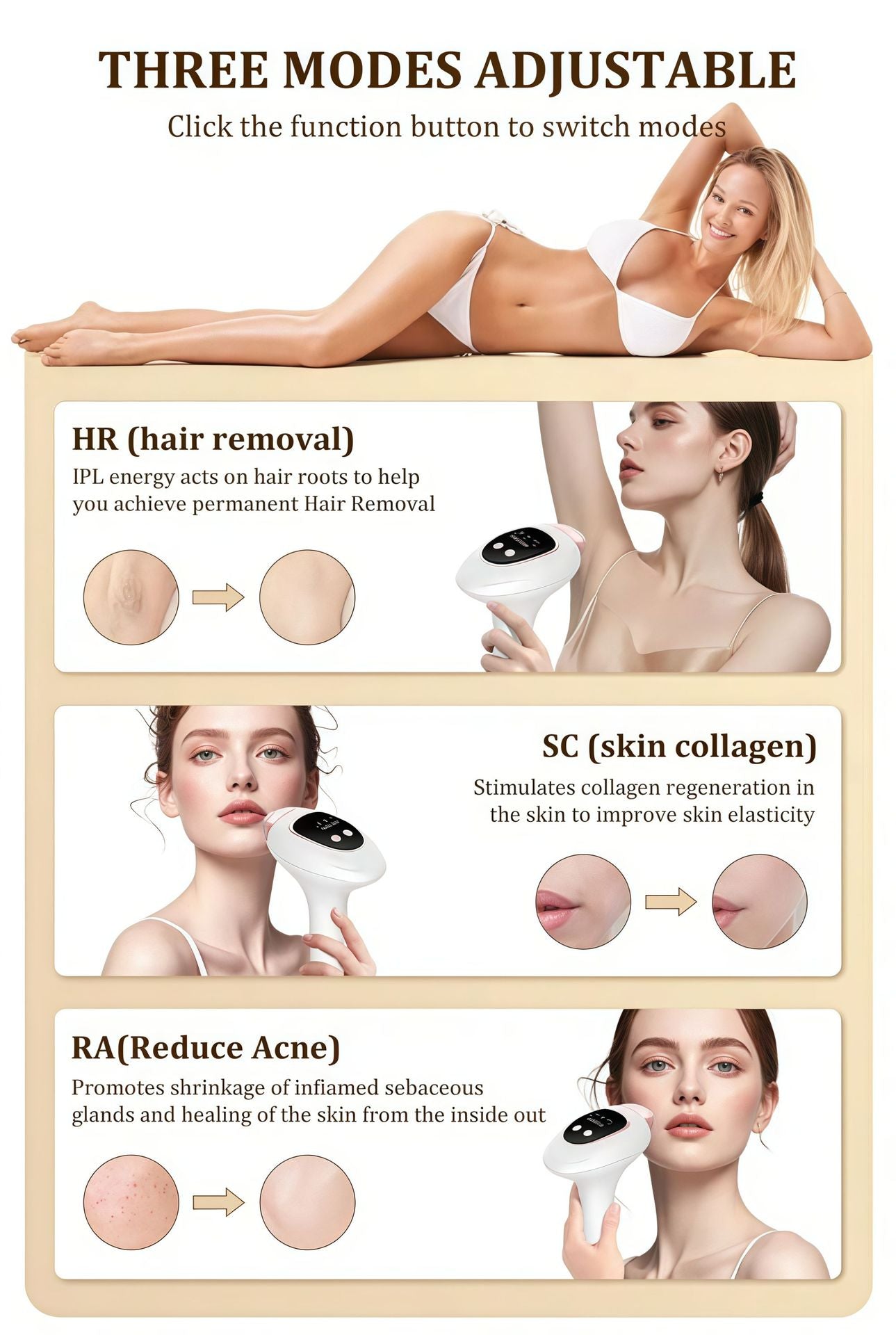 Painless IPL Hair Remover – Ice Cooling System with Replaceable Heads